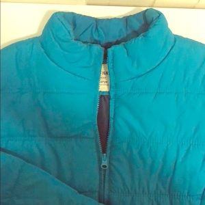 Old Navy puffy winter jacket aqua blue color.